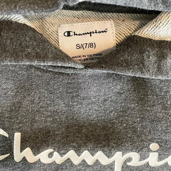 Champion Youth Boy's Pullover Hooded Sweatshirt (Charcoal Heather) 7/8 small - Picture 2 of 2